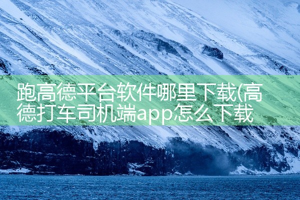 跑高德平台软件哪里下载