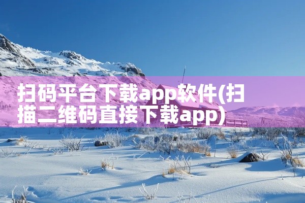 扫码平台下载app软件